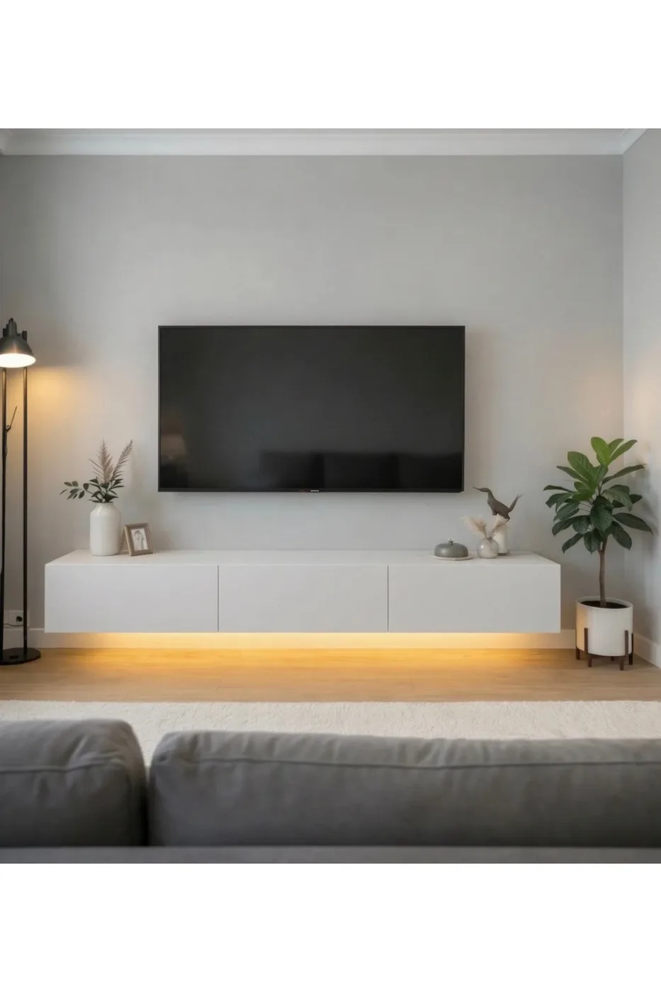 Led Işıklı Tv Ünitesi 170 Cm Mat Beyaz Çekmeceli ve Kapaklı Tv Sehpası